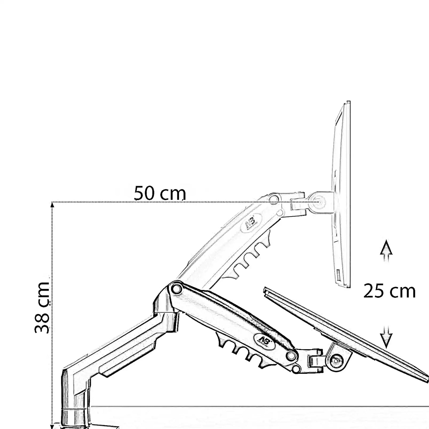 حامل شاشة مع ذراع، 25*38 سم