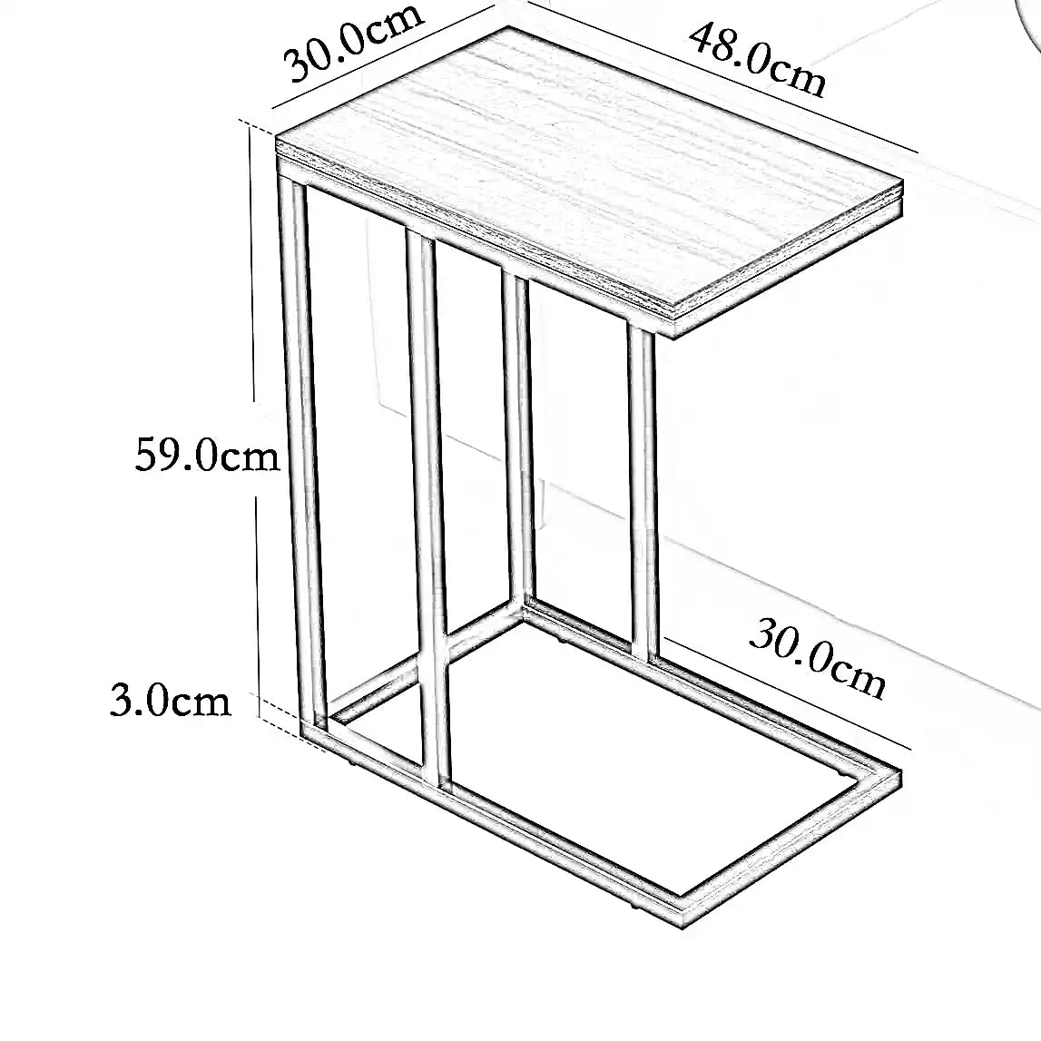 طاولة جانبية خشب و معدن، 30*48*59 سم