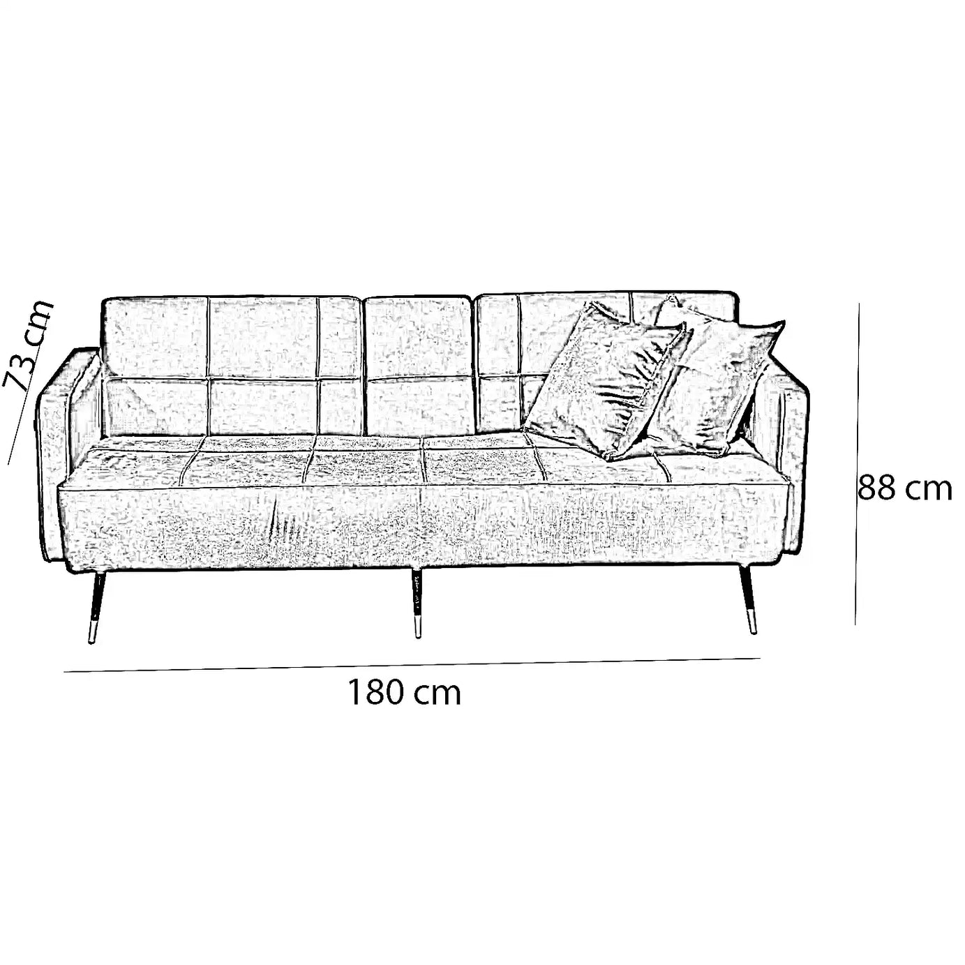 كنبة سرير خشب سويدي، 180*73*88 سم