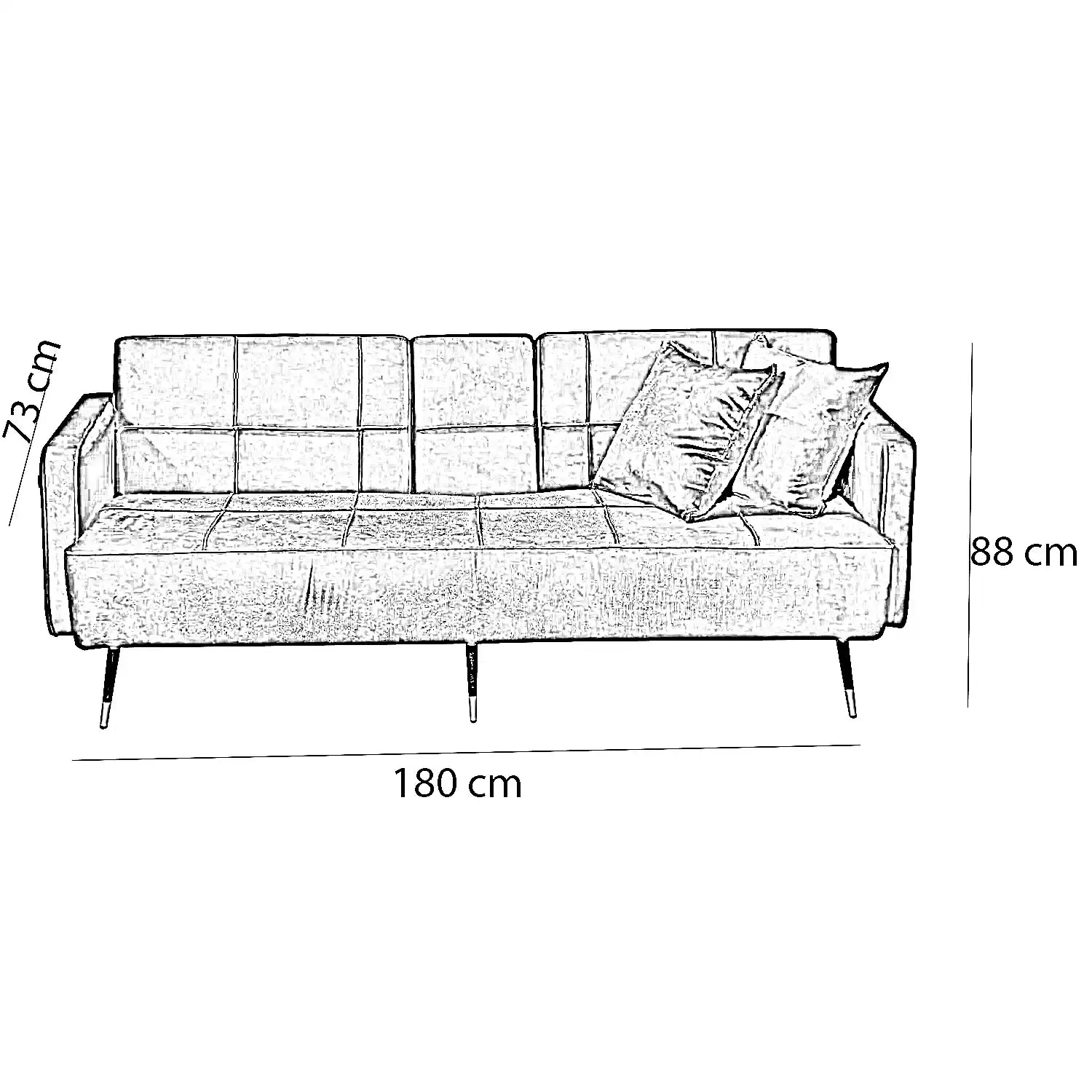 كنبة سرير خشب سويدي، 180*73*88 سم