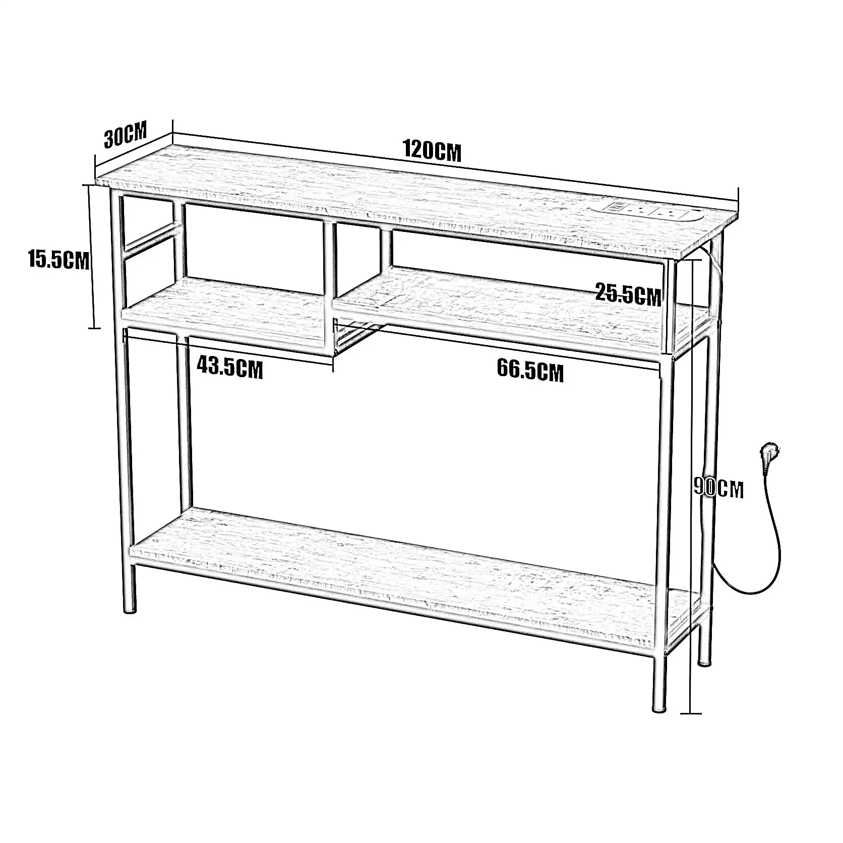 كونسول خشب و معدن، 120*30*90 سم