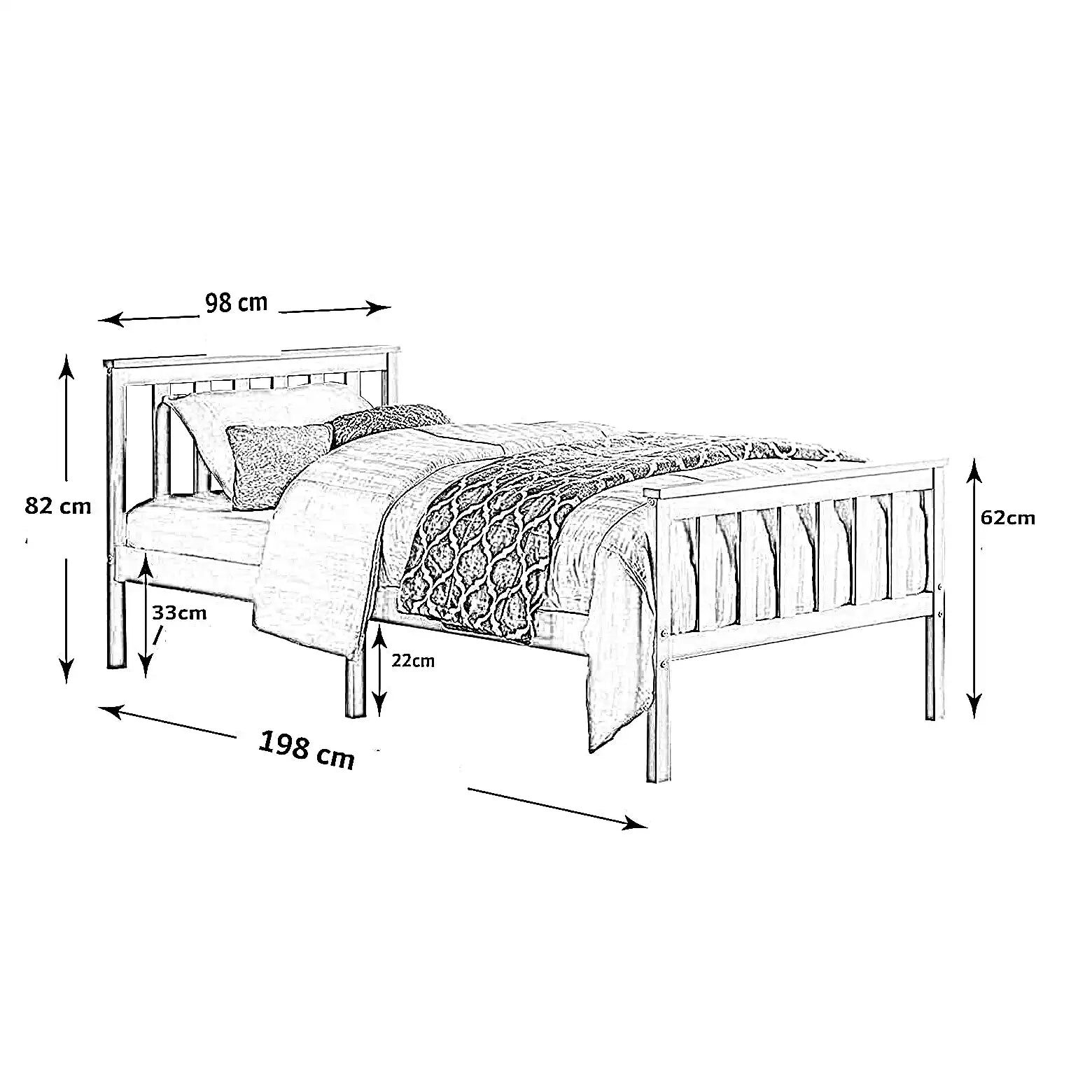 سرير خشب، 98*198*82 سم