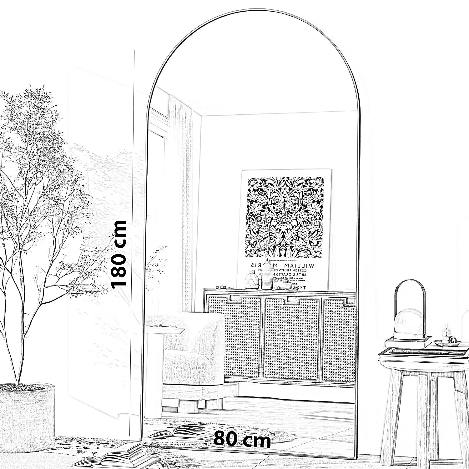 مرايا بإطار معدني، 80*180 سم