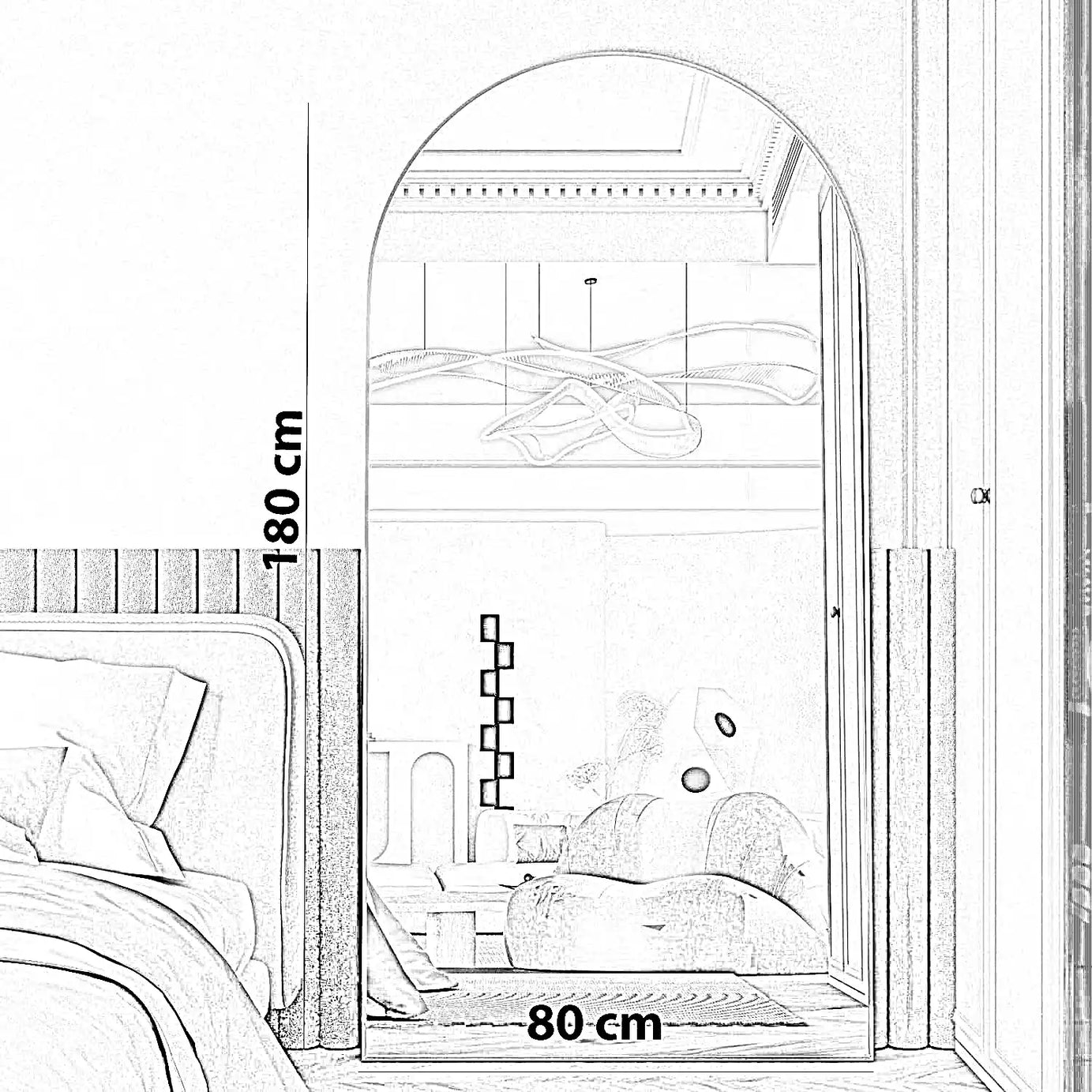 مرايا بإطار معدني، 80*180 سم