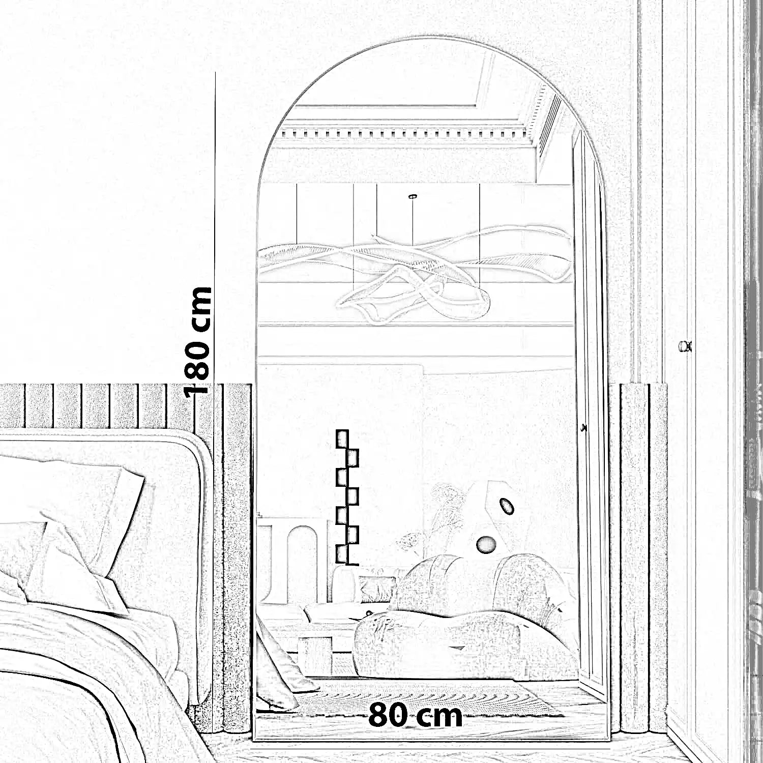 مرايا بإطار معدني، 80*180 سم