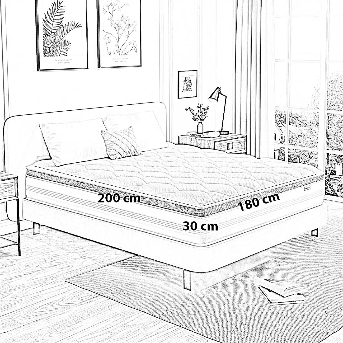 مرتبة سرير، 180*200*30 سم