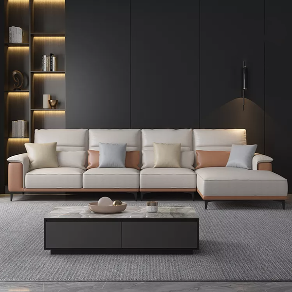 أريكة ركنة بأرجل معدنية