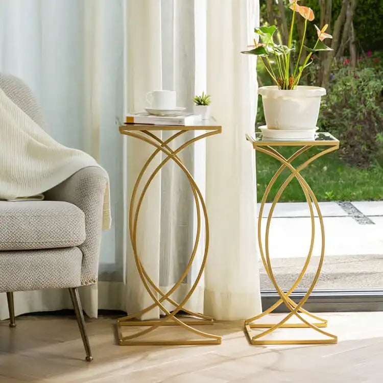 طاولة جانبية بسطح زجاجي - Baytuk