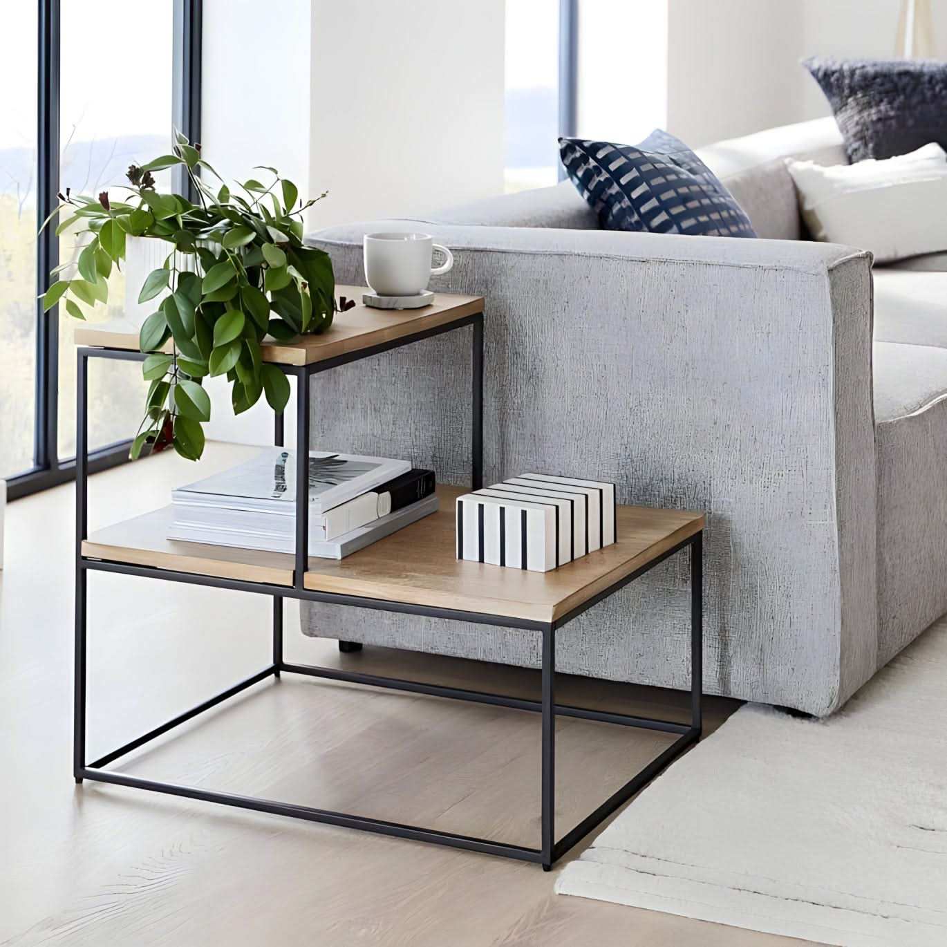 طاولة جانبية ام دي اف بطابقين - Baytuk