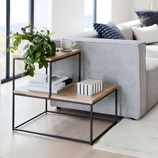 طاولة جانبية ام دي اف بطابقين - Baytuk